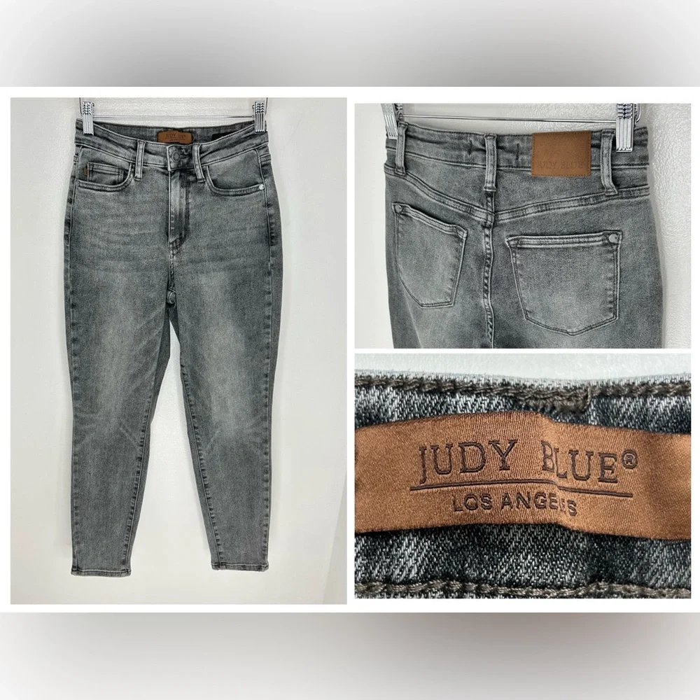 Judy Blue Slim Fit Jeans 1/25 High Rise‎ Light Wash Gray Denim Stretch 24x27.5
